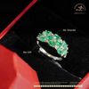  Nhẫn Bạc 925 Đính Đá Emerald 3*4mm Cỏ 4 Lá 