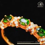  Nhẫn Bạc 925 Mạ Vàng Đính Đá Diopside 4×6mm 