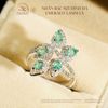 Nhẫn Bạc 925 Đính Đá Emerald 3*4mm Dáng Lá