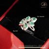  Nhẫn Bạc 925 Đính Đá Emerald 3*4mm Dáng Lá 