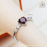 Nhẫn Bạc 925 Đính Đá Garnet Trái Tim 6mm 