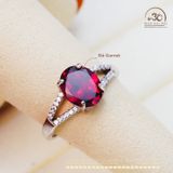  Nhẫn Bạc 925 Đính Đá Garnet 8×10mm 