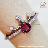  Nhẫn Bạc 925 Đính Đá Garnet 5mm 