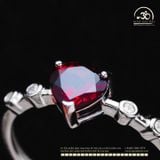  Nhẫn Bạc 925 Đính Đá Garnet Trái Tim 6mm 