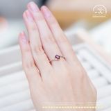  Nhẫn Bạc 925 Đính Đá Garnet 4×6mm 