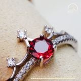  Nhẫn Bạc 925 Đính Đá Garnet 5mm 