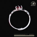  Nhẫn Bạc 925 Đính Đá Garnet Hạt Tròn 6mm 