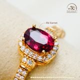  Nhẫn Bạc 925 Mạ Vàng Đính Đá Garnet 5×7mm 