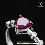  Nhẫn Bạc 925 Đính Đá Garnet Trái Tim 6mm 