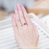  Nhẫn Bạc 925 Đính Đá Garnet 5mm 