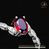  Nhẫn Bạc 925 Đính Đá Garnet 4×6mm 