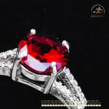  Nhẫn Bạc 925 Đính Đá Garnet 8×10mm 