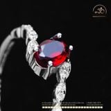  Nhẫn Bạc 925 Đính Đá Garnet 4×6mm 