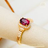  Nhẫn Bạc 925 Mạ Vàng Đính Đá Garnet 5×7mm 