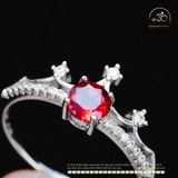  Nhẫn Bạc 925 Đính Đá Garnet 5mm 