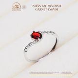  Nhẫn Bạc 925 Đính Đá Garnet 4×6mm 