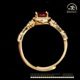  Nhẫn Bạc 925 Mạ Vàng Đính Đá Garnet 5×7mm 