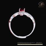  Nhẫn Bạc 925 Đính Đá Garnet 5mm 