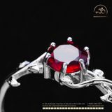  Nhẫn Bạc 925 Đính Đá Garnet Hạt Tròn 6mm 