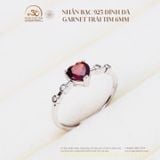  Nhẫn Bạc 925 Đính Đá Garnet Trái Tim 6mm 
