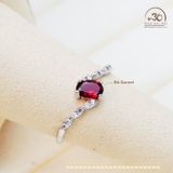  Nhẫn Bạc 925 Đính Đá Garnet 4×6mm 