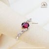  Nhẫn Bạc 925 Đính Đá Garnet 4×6mm 
