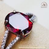  Nhẫn Bạc 925 Đính Đá Garnet 8×10mm 