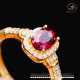  Nhẫn Bạc 925 Mạ Vàng Đính Đá Garnet 5×7mm 