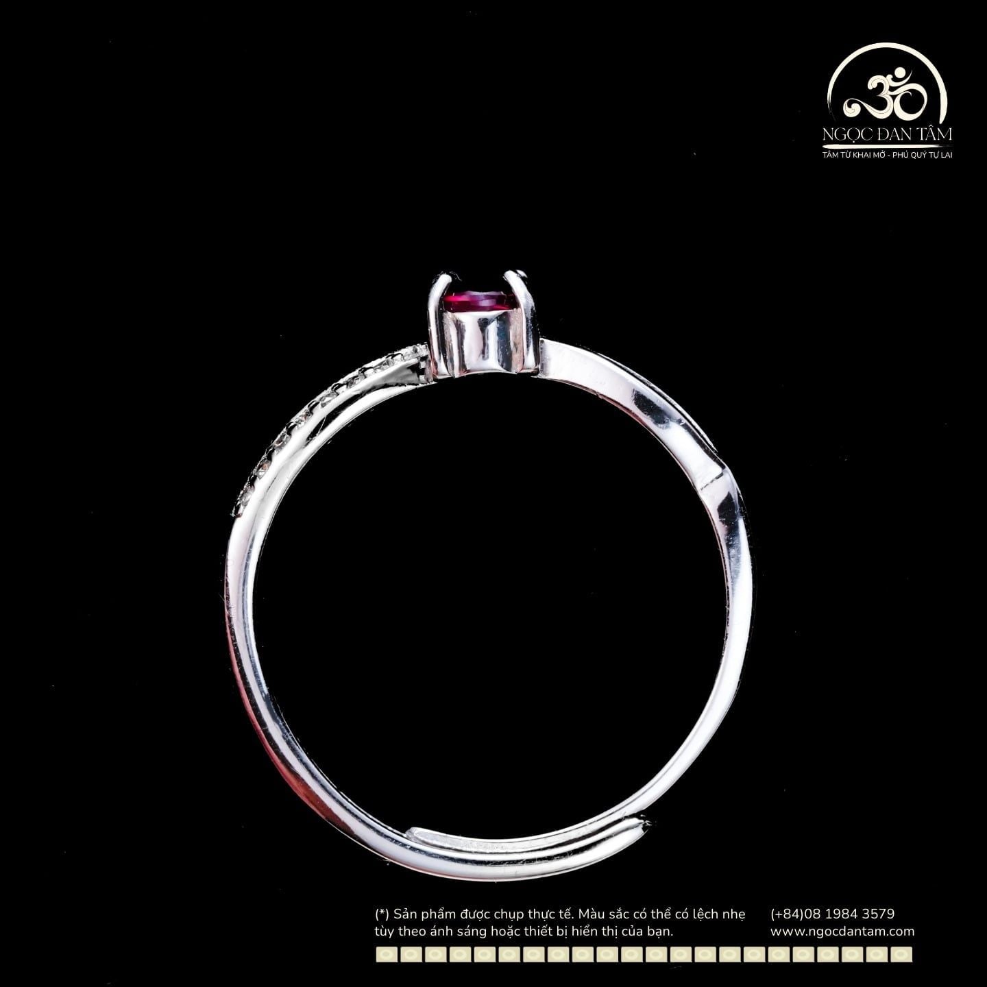  Nhẫn Bạc 925 Đính Đá Ruby 4x5mm 