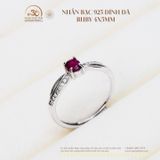  Nhẫn Bạc 925 Đính Đá Ruby 4x5mm 