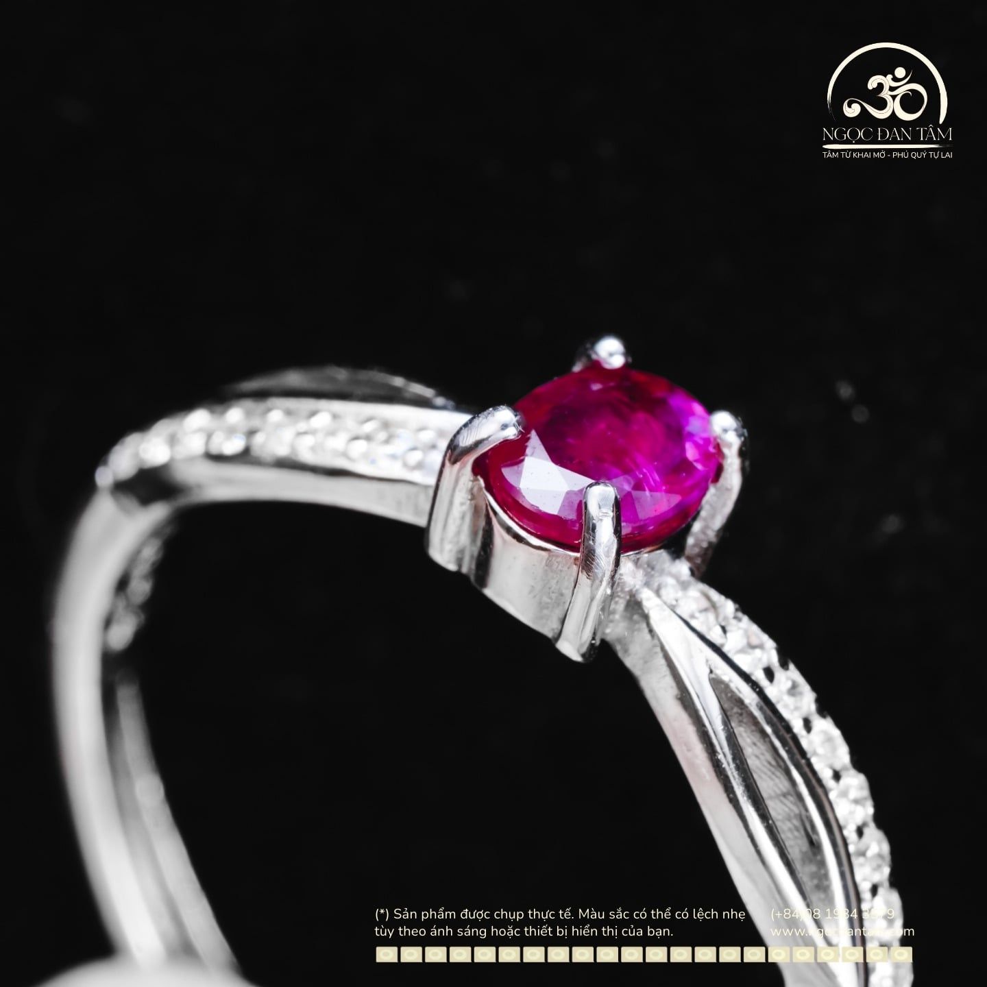  Nhẫn Bạc 925 Đính Đá Ruby 4x5mm 