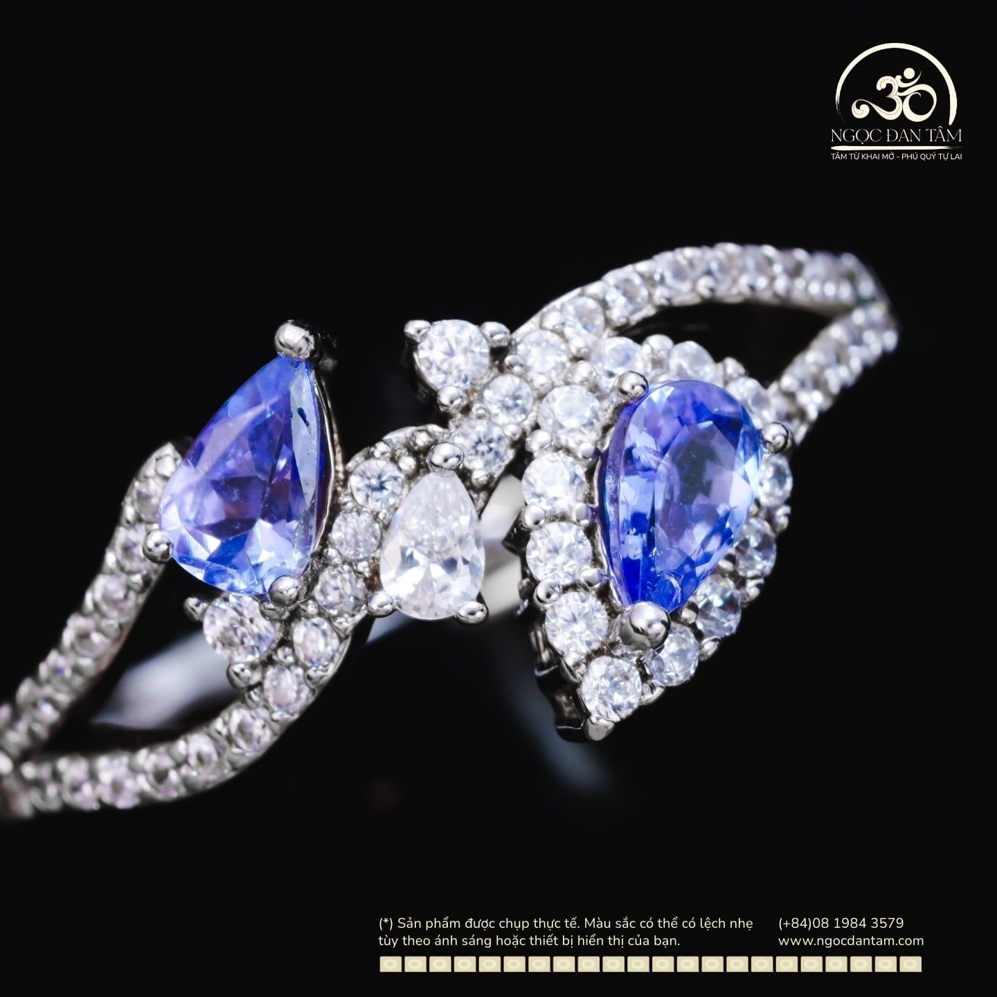  Nhẫn Bạc 925 Đính Đá Tanzanite 5x3mm 