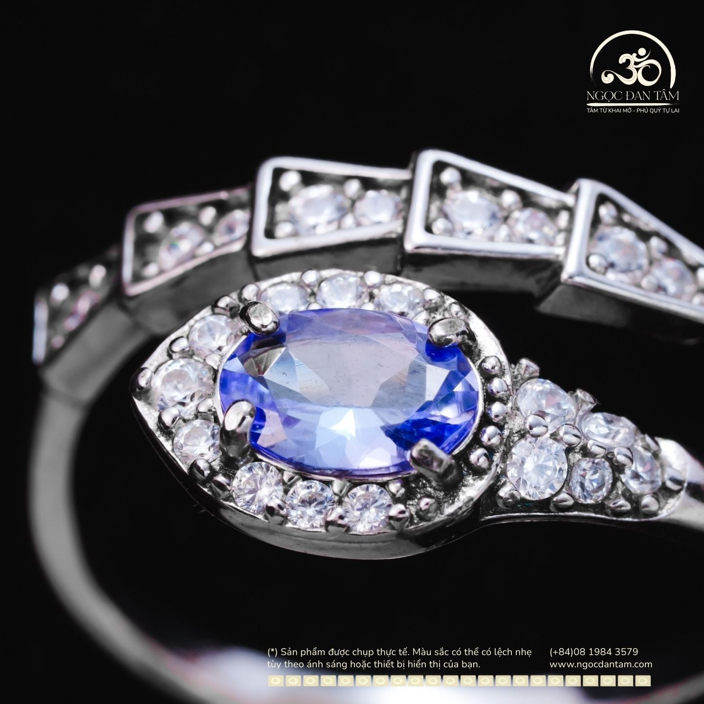  Nhẫn Bạc 925 Đính Đá Tanzanite 4x6mm 
