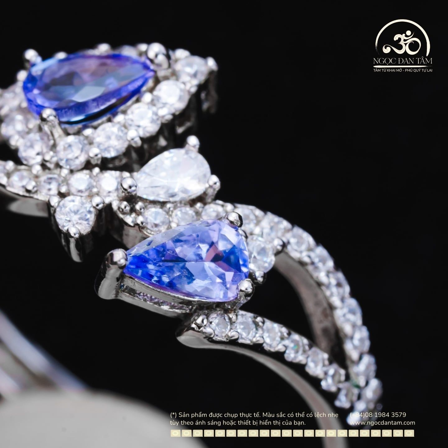  Nhẫn Bạc 925 Đính Đá Tanzanite 5x3mm 