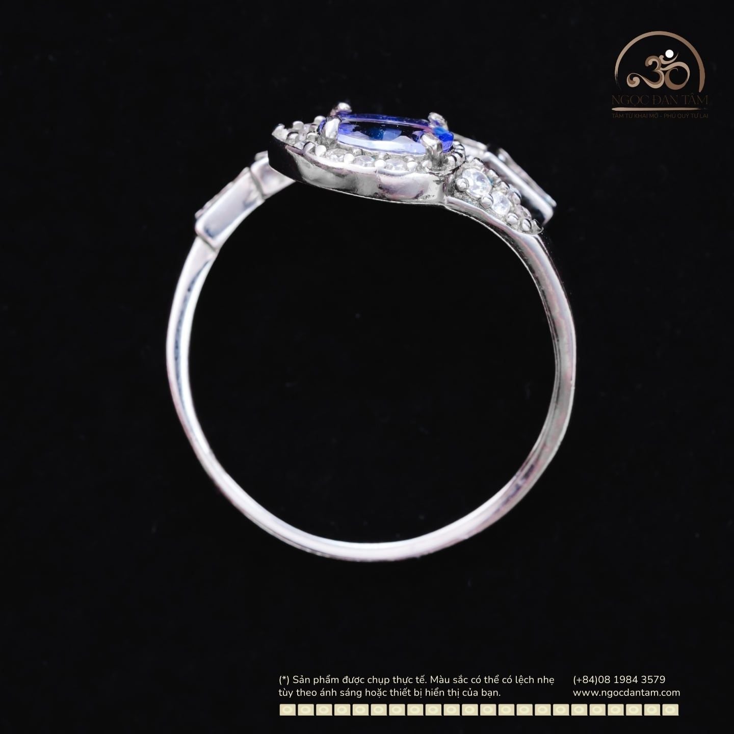  Nhẫn Bạc 925 Đính Đá Tanzanite 4x6mm 