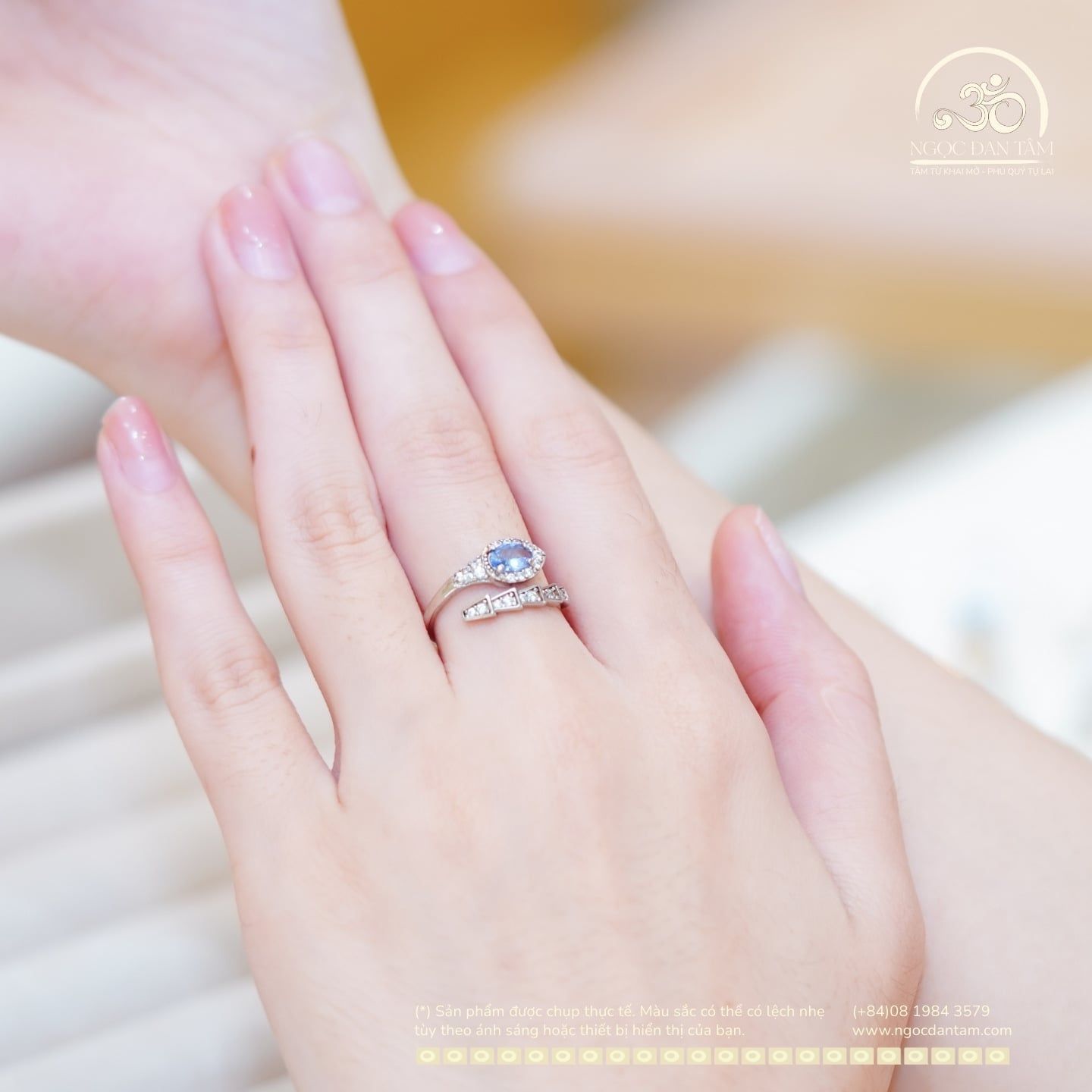  Nhẫn Bạc 925 Đính Đá Tanzanite 4x6mm 