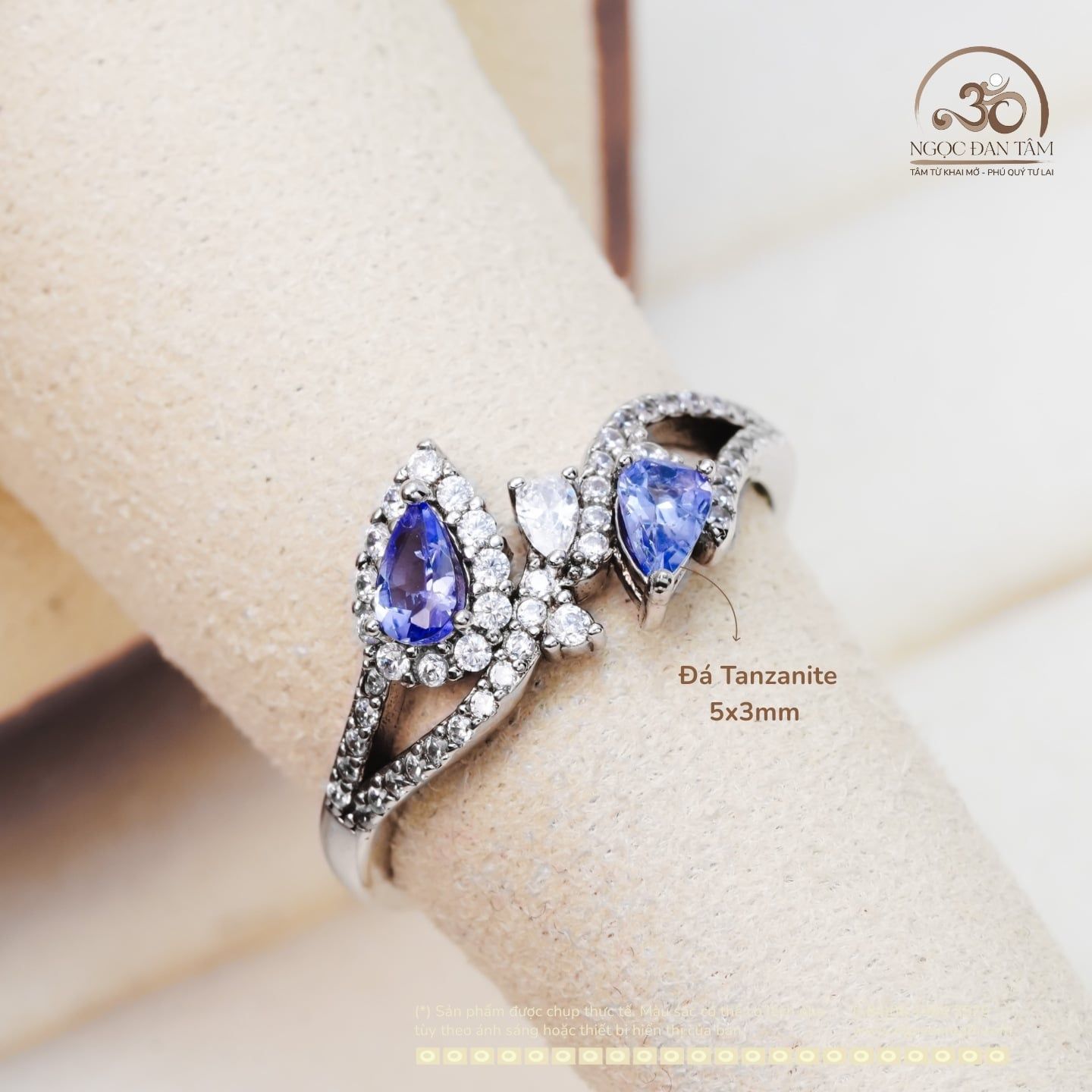  Nhẫn Bạc 925 Đính Đá Tanzanite 5x3mm 