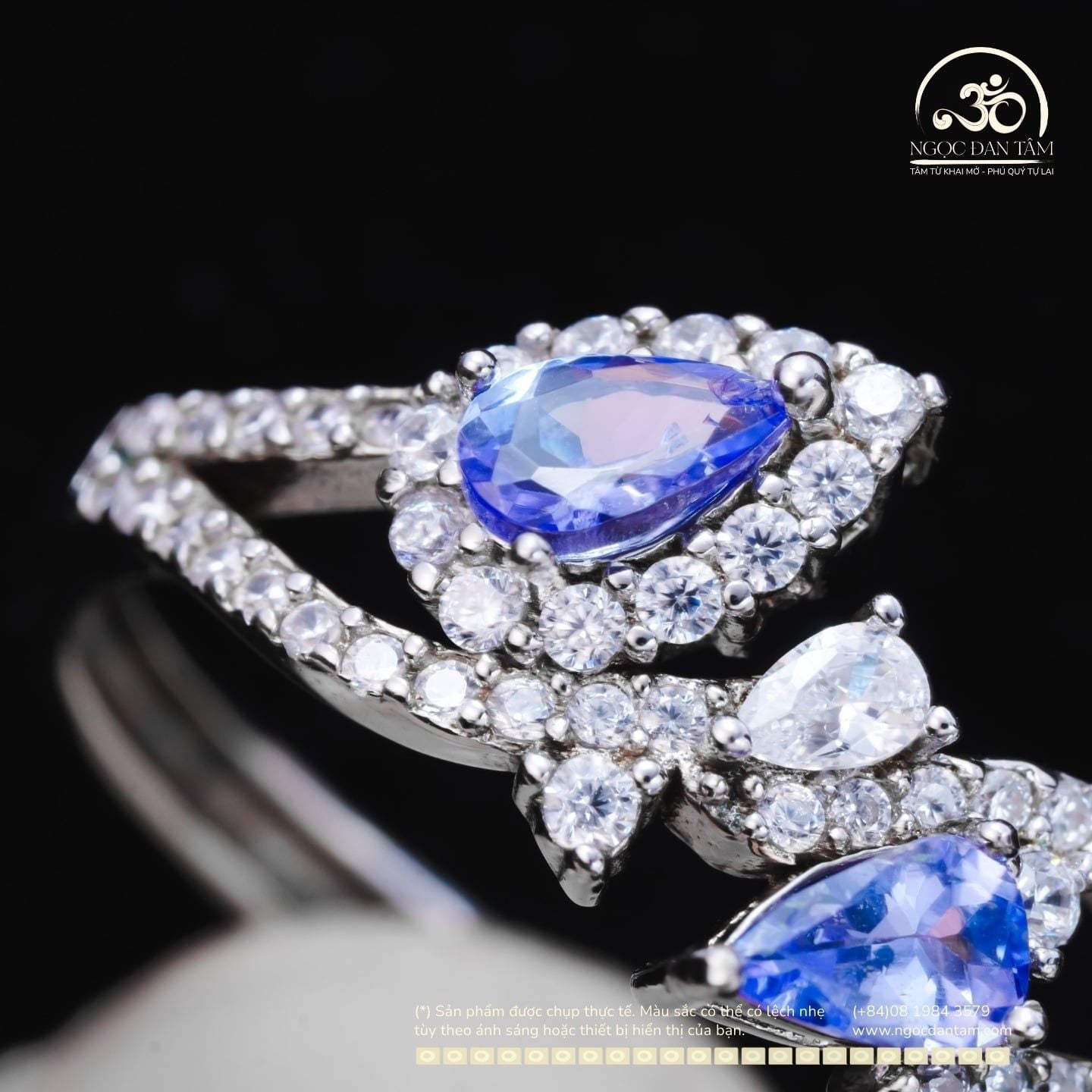  Nhẫn Bạc 925 Đính Đá Tanzanite 5x3mm 