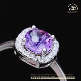  Nhẫn Bạc 925 Đính Đá Thạch Anh Tím 6mm 