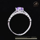  Nhẫn Bạc 925 Đính Đá Thạch Anh Tím Vuông Miệng Tròn 