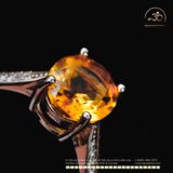  Nhẫn bạc 925 Đính Đá Thạch Anh Vàng 8x10mm 