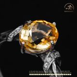  Nhẫn Bạc 925 Đính Đá Thạch Anh Vàng 8x10mm 