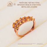  Nhẫn Bạc 925 Đính Đá Thạch Anh Vàng bông lúa 2x4mm 