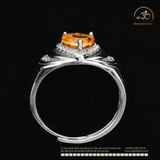  Nhẫn Bạc 925 Đính Đá Thạch Anh Vàng 7mm 