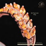  Nhẫn Bạc 925 Đính Đá Thạch Anh Vàng bông lúa 2x4mm 