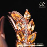  Nhẫn Bạc 925 Đính Đá Thạch Anh Vàng bông lúa 2x4mm 