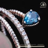  Nhẫn Bạc 925 Xoắn Đính Đá Topaz 