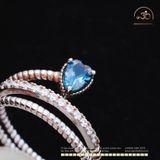  Nhẫn Bạc 925 Xoắn Đính Đá Topaz 
