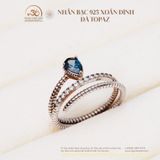  Nhẫn Bạc 925 Xoắn Đính Đá Topaz 