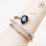  Nhẫn Bạc 925 Xoắn Đính Đá Topaz 